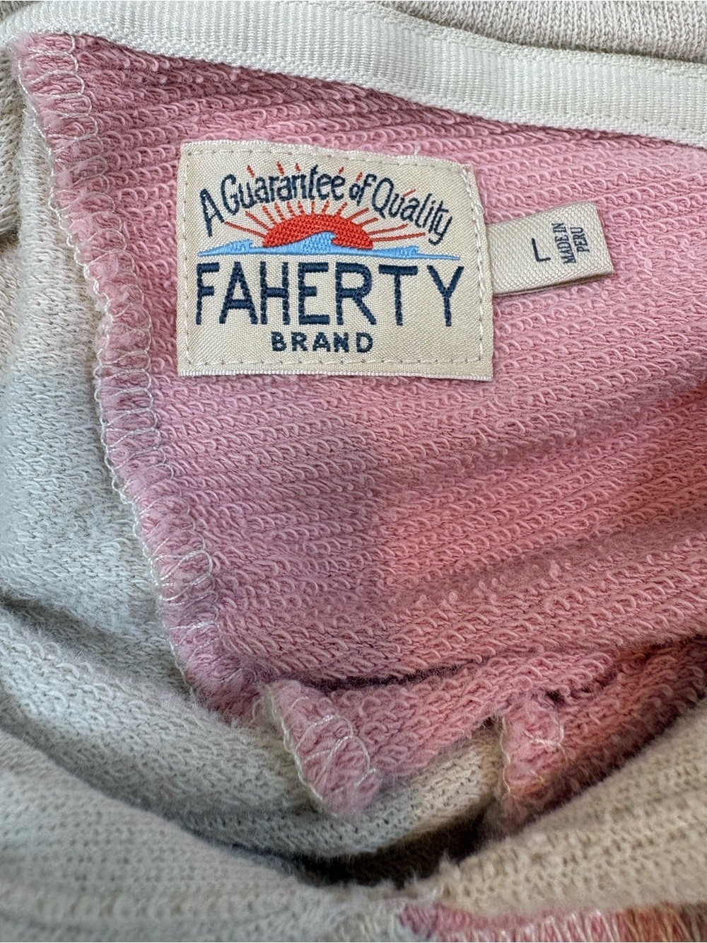 Faherty Brand Women's Soleil Hoodie - Sun and Sea Colorblock Patchwork - Size L - Picture 2 of 11